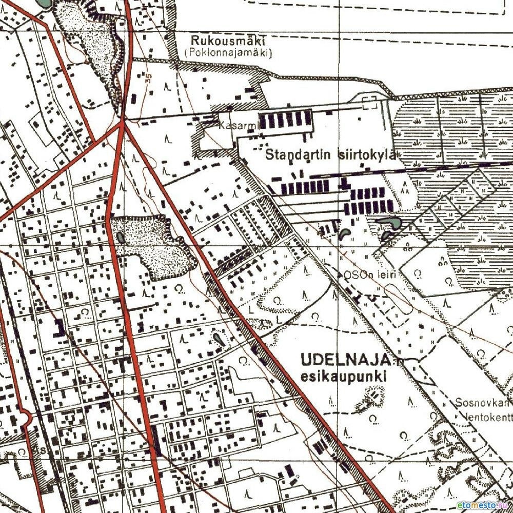 Довоенная карта места расположения объекта 61-25