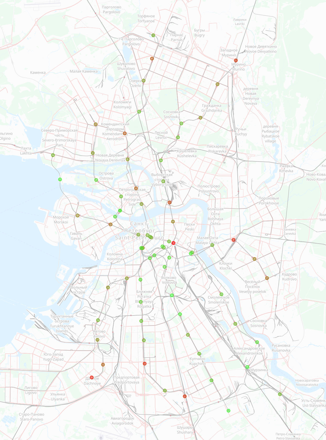 Карта трафика по станциям